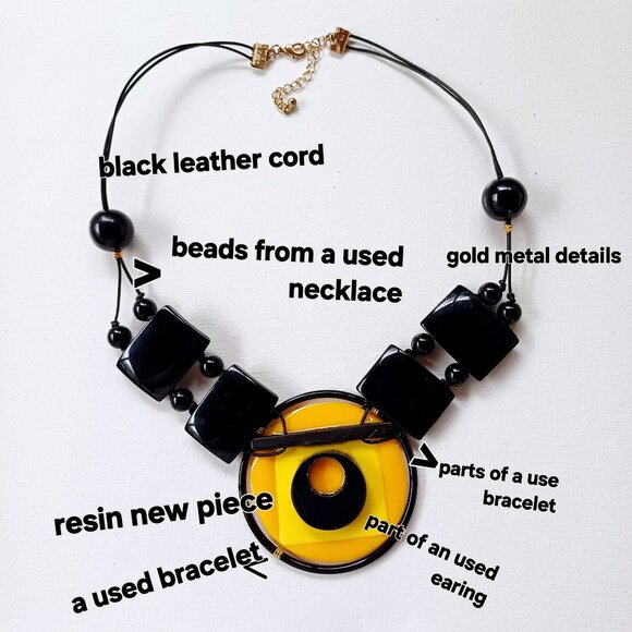 black and yellow necklace - Picture 9 of 9